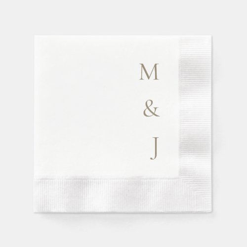 Gold  Bride & Groom Vertical Initials Wedding Napkins