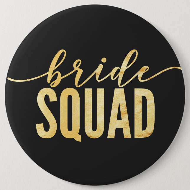 Gold Bride Squad Bachelorette Party Button (Front)