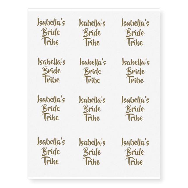 Gold Bride Tribe Gold Bridal Shower Temporary Tattoos (Front)