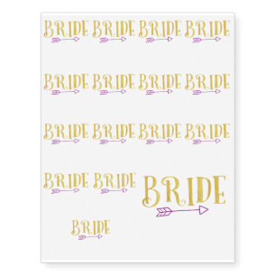GOLD BRIDE TRIBE WITH PURPLE ARROW TEMPORARY TATTOOS