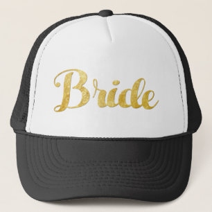 Gold bride trucker hat