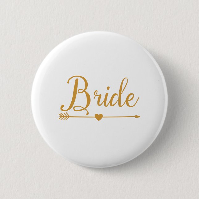 Gold Bride with heart arrow Button (Front)