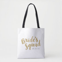 Gold Bride's Squad Personalized Bridal Party Totes
