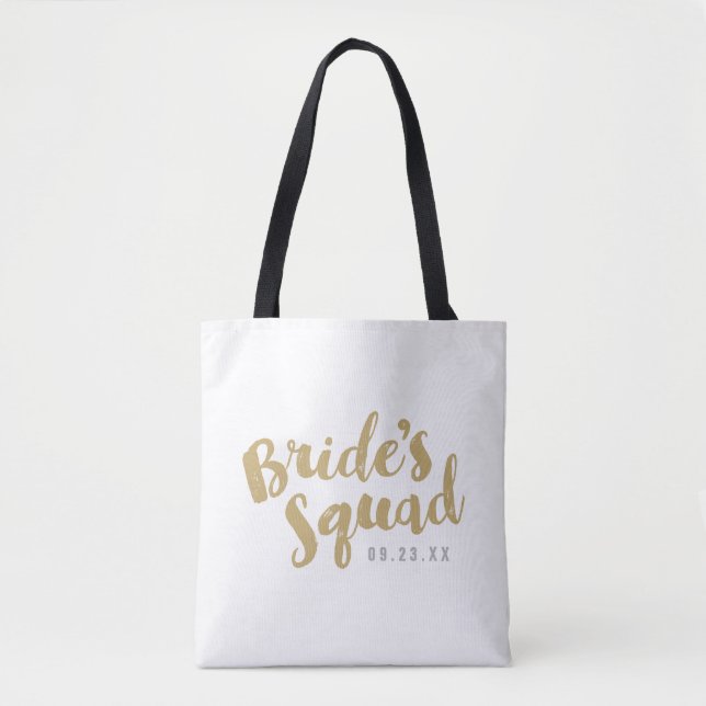 Gold Bride's Squad Personalized Bridal Party Totes (Front)