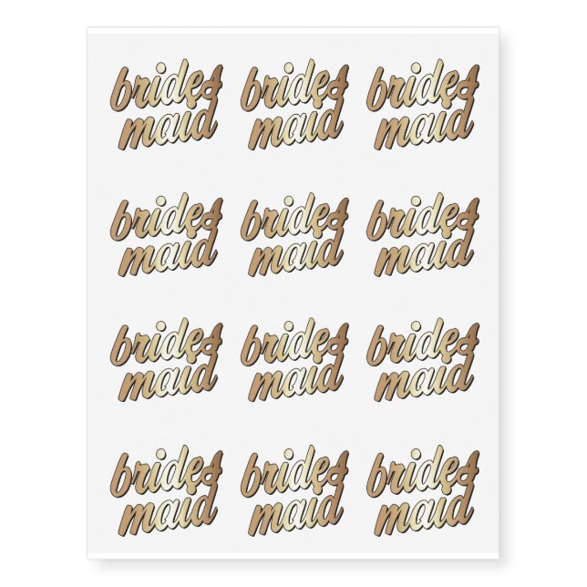 Gold Bridesmaid temporary tattoos (Front)