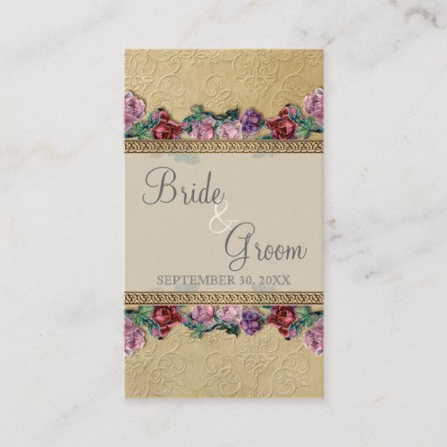 Gold Brocade Floral Formal Elegant Seating Cards