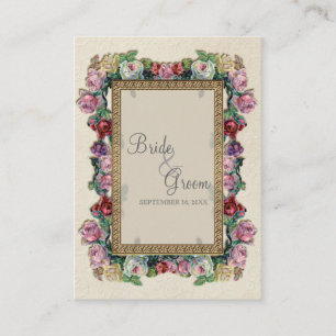 Gold Brocade Floral Formal Elegant Seating Cards