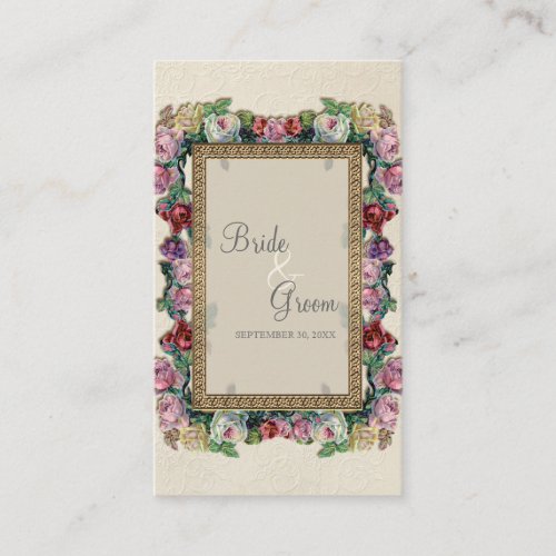 Gold Brocade Floral Formal Elegant Seating Cards Business Card