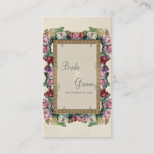Customizable Gold Brocade Floral Formal Elegant Seating Cards Business Card