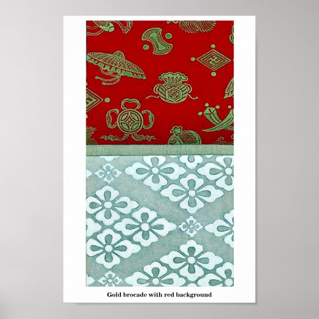 Gold brocade with red background poster (Front)