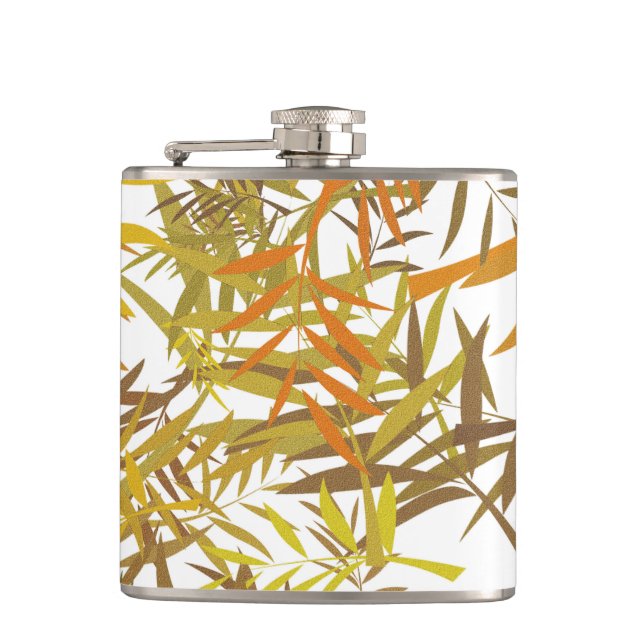 Gold Bronze and Brown Willow Leaves Flask (Front)