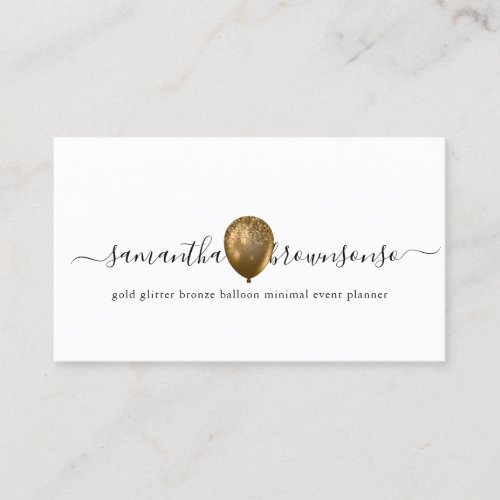 Gold bronze balloon minimal event planner business card