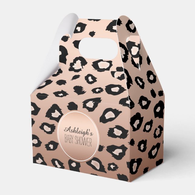 Gold Bronze Black Leopard Print Ombre Favor Boxes (Front Side)