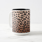 Gold Bronze Black Leopard Print Ombre Two-Tone Coffee Mug (Front Left)