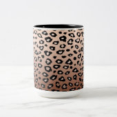 Gold Bronze Black Leopard Print Ombre Two-Tone Coffee Mug (Center)