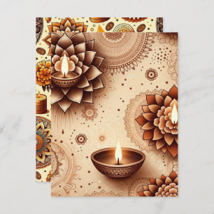 Gold & Bronze Diwali Scrapbook Paper Printable Invitation