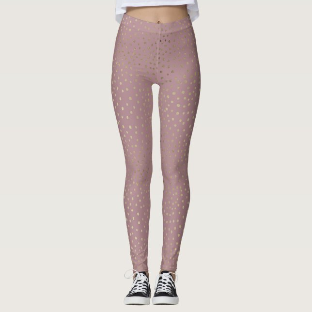 Gold Bronze Dot Pattern Leggings (Front)