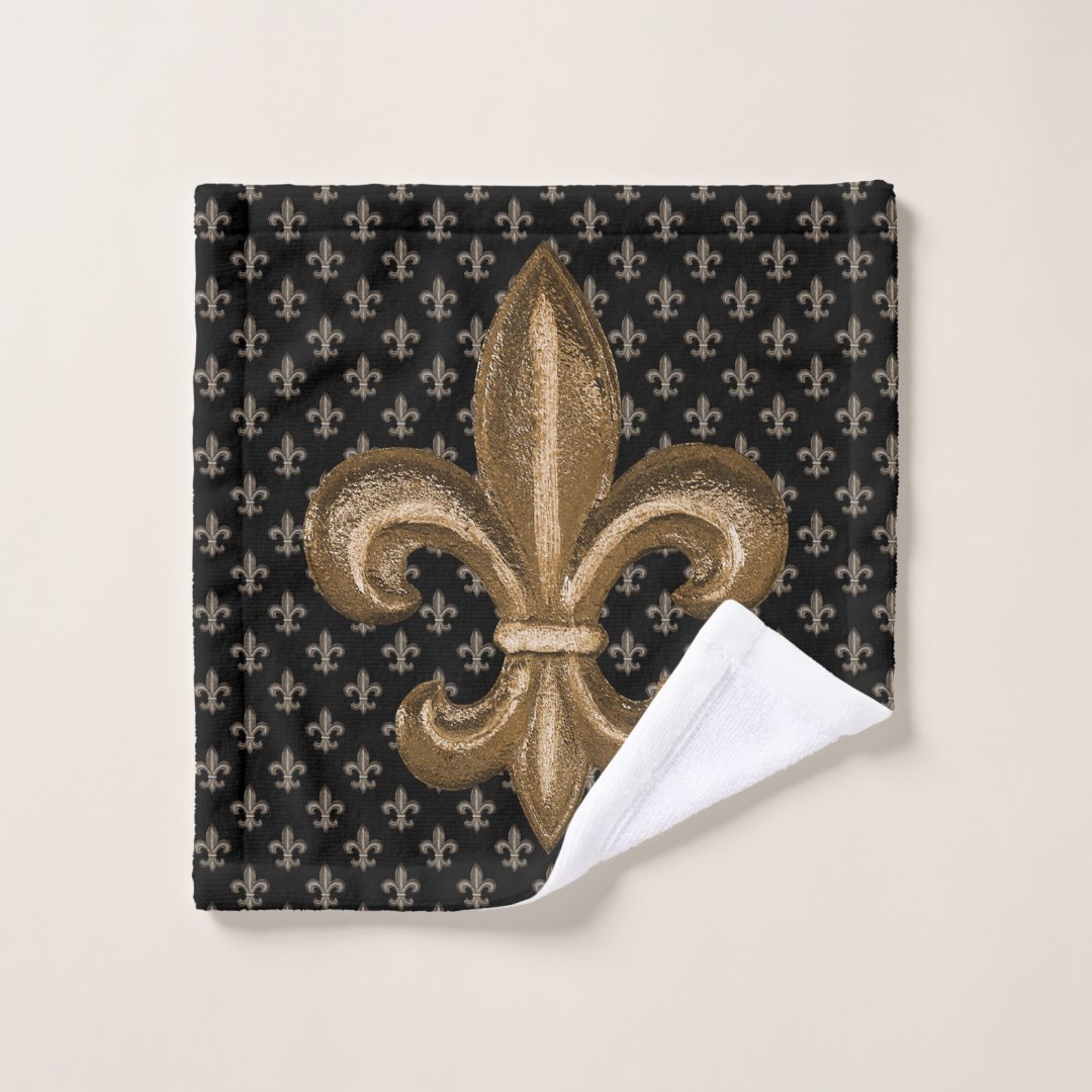 Gold & Bronze French Fleur de Lis Bath Towel Set Zazzle