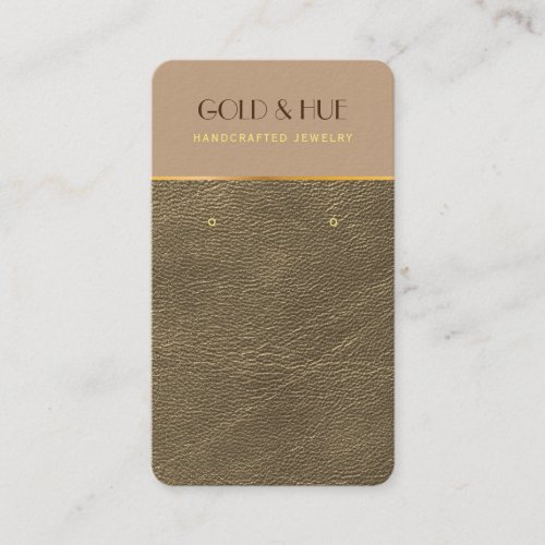 Gold Bronze Leather elegant earring display Business Card