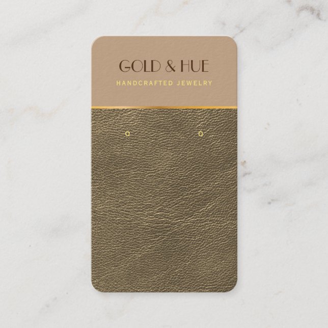 Gold Bronze Leather elegant earring display Business Card (Front)
