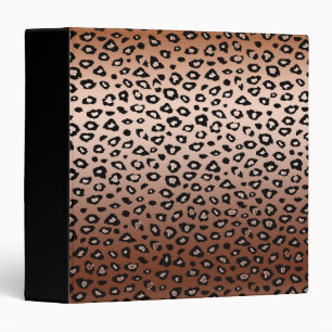 Gold Bronze Leopard Print 3 Ring Binder