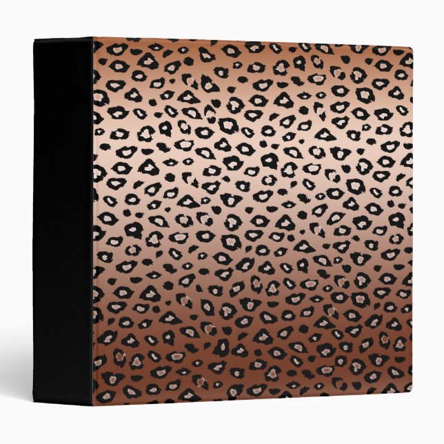 Gold Bronze Leopard Print 3 Ring Binder (Front/Spine)
