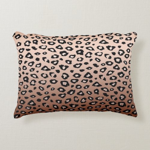 Gold Bronze Leopard Print Accent Pillow