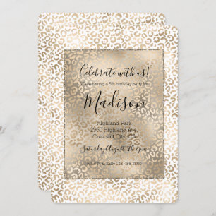 Gold Bronze Leopard Print Invitation