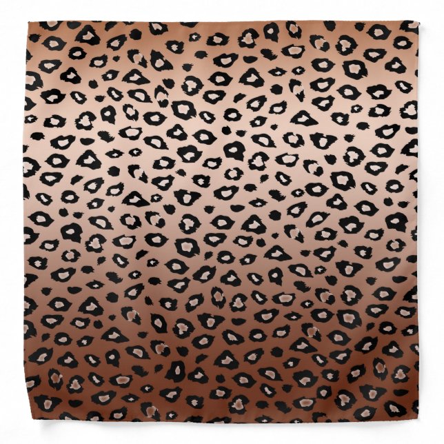 Gold Bronze Leopard Print Ombre Bandana (Front)