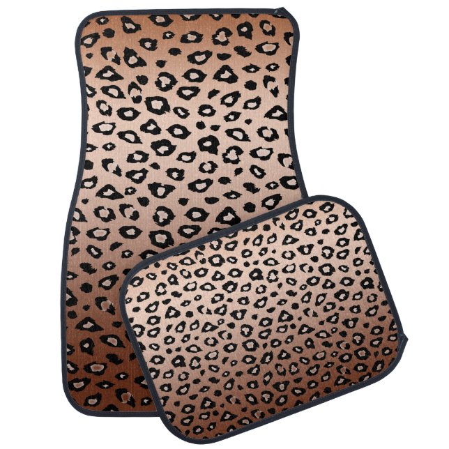 Gold Bronze Leopard Print Ombre Car Mat (Set)