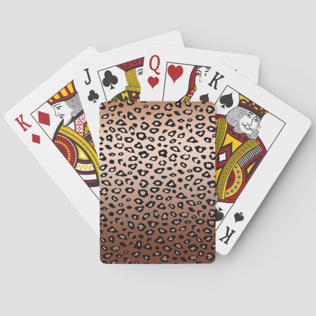 Gold Bronze Leopard Print Poker Cards (Back)