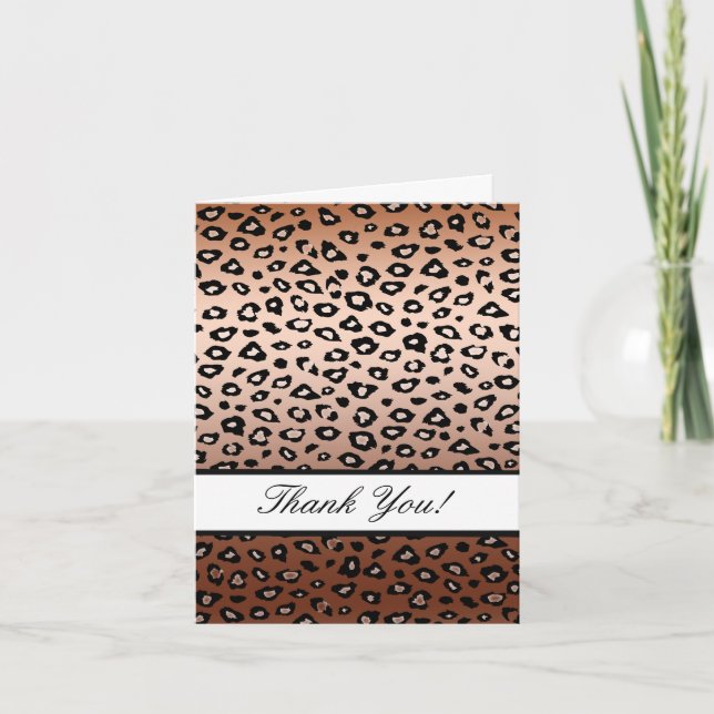 Gold Bronze Leopard Print Thank You Card (Front)