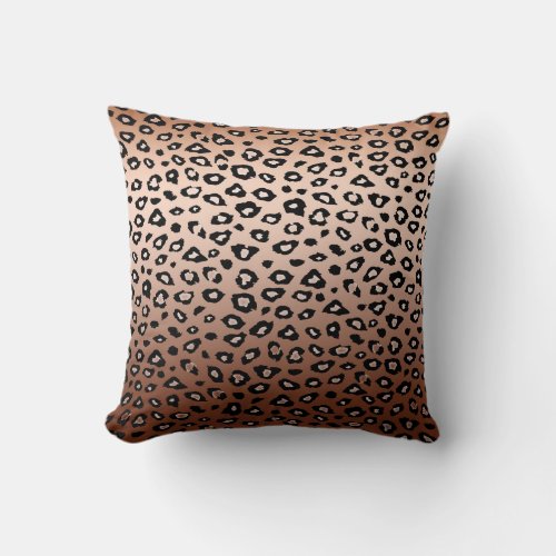 Gold Bronze Leopard Print Throw Pillow