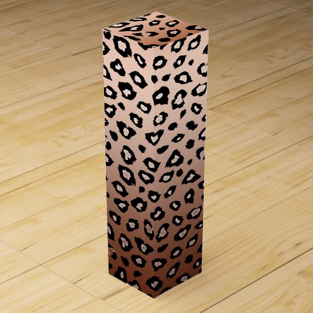 Gold Bronze Leopard Print Wine Box (Front)