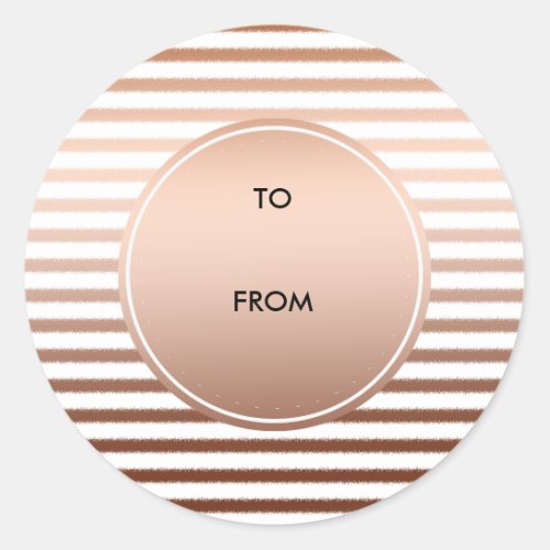 Gold Bronze Ombre Stripes Classic Round Sticker