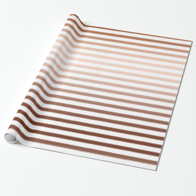 Gold Bronze Ombre Stripes Wedding Wrapping Paper (Unrolled)