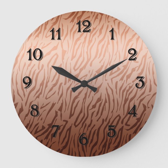 Gold Bronze Ombre Tiger Print Large Clock (Front)