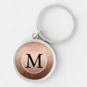 Gold Bronze Ombre Tiger Print monogram Keychain