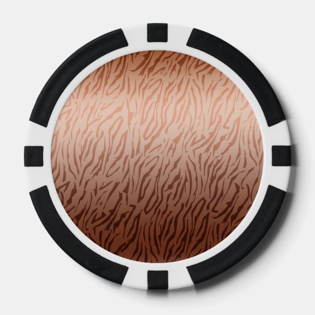 Gold Bronze Ombre Tiger Print Poker Chips (Front)