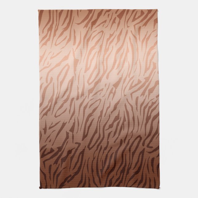 Gold Bronze Ombre Tiger Print Towel (Vertical)