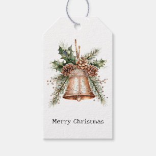 Gold Bronze White Christmas Bell Gift Tags