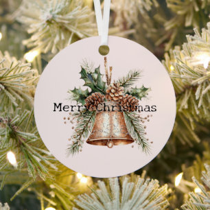 Gold Bronze White Christmas Bells Metal Ornament