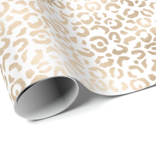 Gold Bronze White Glam Leopard Print Wrapping Paper