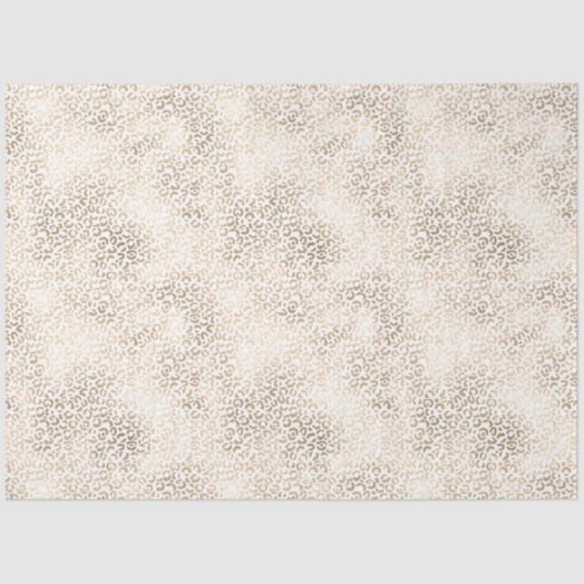 Gold Bronze White Leopard Print Tissue Paper (Front)