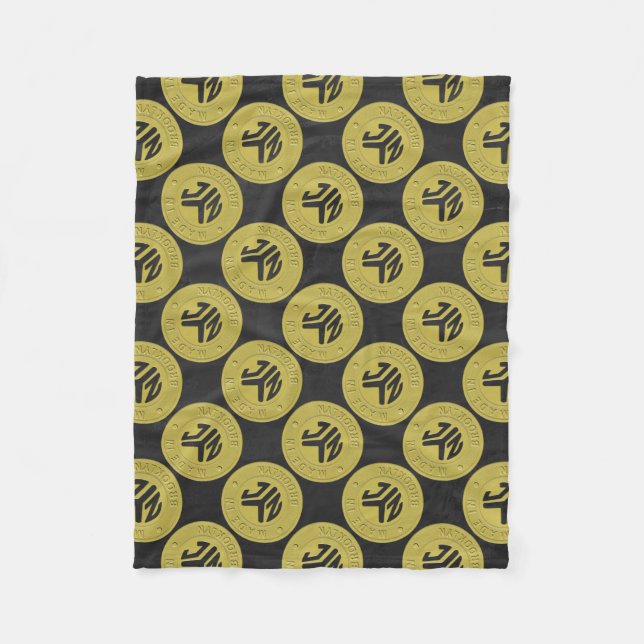 Gold Brooklyn Subway Token Pattern Fleece Blanket (Front)