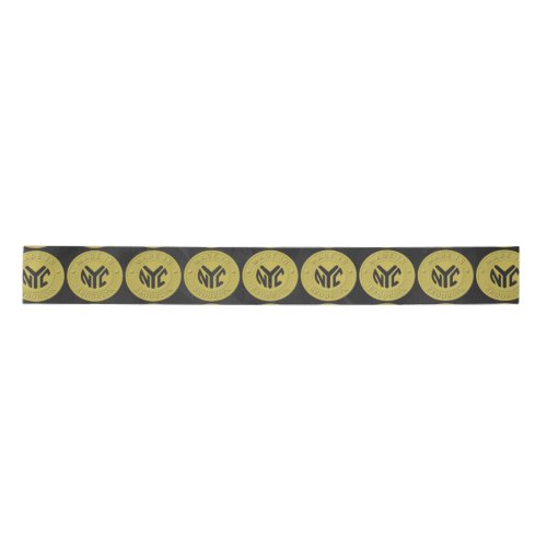 Gold Brooklyn Subway Token Pattern Satin Ribbon