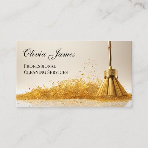 Gold Broom Professional Cleaning Housekeeping Business Card