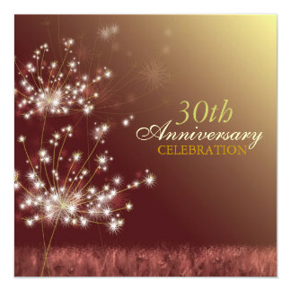 Gold Brown 30th Fall Wedding Anniversary Party Card