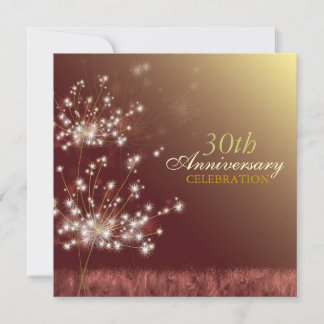 Gold & Brown 30th Fall Wedding Anniversary Party Invitation
