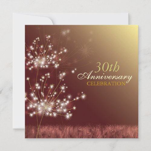 Gold + Brown 30th Fall Wedding Anniversary Party Invitations
